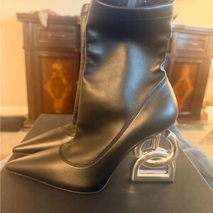 Dolce & Gabbana Black Heeled Boots with Silver Accent